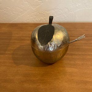 Michael Aram Gold Plated Apple Honey Pot Handmade Includes Spoon